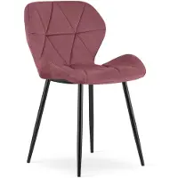 Leobert Eetkamerstoel MANGO – Donkerroze fluweel – Zwarte metalen poten – Modern design
