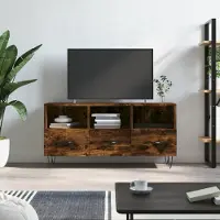 vidaXL Tv-meubel 102x36x50 cm bewerkt hout gerookt eikenkleurig - Tv-meubel - Tv-meubelen - Tv Kast - Opbergkast