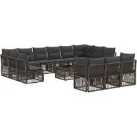 vidaXL Tuinbank Set 14 st Grijs poly rattan