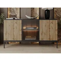 GRAINGOLD – Dressoir Deo – Mat zwart - Met Deuren - Moderne Opbergruimte - 154 cm