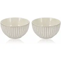 Discountershop Soepkommen Set van 2 – Ø14 cm Keramiek Ramen Kommen – 700 ml Ontbijtkommen Zonder Oor – Geschikt voor Soep, Muesli, Yoghurt en Salade – Grijs Aardewerk