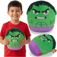 Sarcia.eu TY MARVEL Hulk - Zacht, decoratief kussen, SQUISHY BEANIES, sierkussen voor in de kamer - ronde mascotte 22cm
