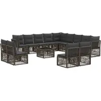 vidaXL Tuinbank Set 14 pcs Grijs poly rattan