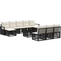 vidaXL Tuinbank Set 11 pcs Zwart poly rattan