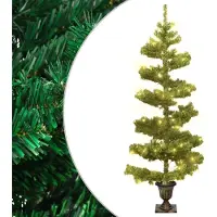 Prolenta Maison Exclusive - Kerstboom in spiraalvorm met verlichting en pot, groen, 120 cm