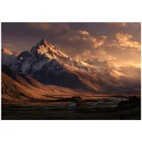 WALLARENA - Behang 400x280 cm - Fotobehang - Vliesbehang - Bergen motif - Voor de slaapkamer van de salon - Op Flizelinie