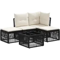 vidaXL Tuinbank Set 5 st Zwart poly rattan