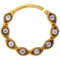 Lucardi - Dames Stalen goldplated helixpiercing met zirkonia - Piercing - Staal - Goudkleurig