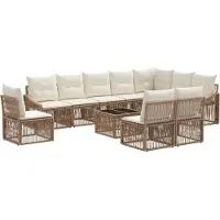 vidaXL Tuinbank Set 11 st Beige poly rattan