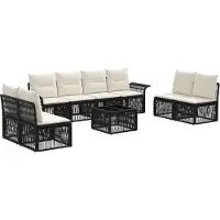 vidaXL Tuinbank Set 9 pcs Zwart poly rattan