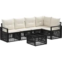 vidaXL Tuinbank Set 6 st Zwart poly rattan
