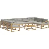 vidaXL Buiten bank set met kussen 10 pcs Wit en Lichtgrijs