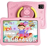 Oscal KIDO2 - Tablet - Kindertablet - 16GB RAM - 64GB ROM - 10.1 inch - 6600mAh - Android 16 - Ouderlijk Toezicht App - Oogzorgmodus - Inclusief Beschermhoes - Roze