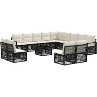 vidaXL Tuinbank Set 14 pcs Zwart poly rattan