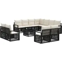 vidaXL Tuinbank Set 12 st Zwart poly rattan