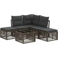 vidaXL Tuinbank Set 6 pcs Grijs poly rattan