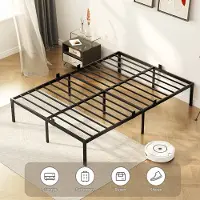 Auralum KUTAS Metalen bedframe 140x190 cm - Minimalistisch - Tweepersoonsbed - Stevig - Stil - Anti Slip - IJzeren Bed - metaal - Roestvrij - Duurzaam - Draagkracht 480 kg - Zwart