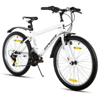 Hiland Mountainbike 26 Inch - MTB voor Heren en Dames - 21 Versnellingen - Staal - V-brakes - Zwart/Wit