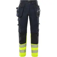 Fristads High vis craftsman stretchbroek klasse 1 2906 GWM Hi-Vis Geel/Donker Marineblauw maat C50 heren