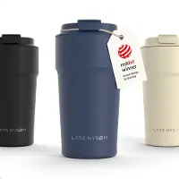 LARS NYSØM Bevægelse Thermos Coffee Mug-to-go 500ml - BPA-vrij met Isolatie - Lekvrije Roestvrijstalen Thermosbeker (Midnight Blue - Powder)