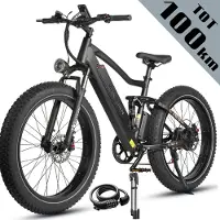 Maxtron X1 Elektrische Fiets – 48V 13Ah Accu – Actieradius tot 100 km – 26×4.0 Inch Fatbike – Stadsfiets – Mechanische Schijfremmen – Max. Belastbaar 120 kg – Zwart