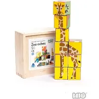 Bajo houten blokpuzzel Dierentuin - educatief speelgoed 9 stukjes.