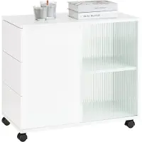 SoBuy Bijzetkastje met Wielen FBT141-W - 3 Laden - 70 x 35 x 61 cm - Wit