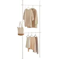 SoBuy Kledingrek Telescopisch - Verstelbaar - 126 x 295 cm - Wit