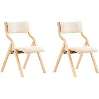 SoBuy Set van 2 Inklapbare Eetkamerstoelen met Gewatteerde Zitting, Wit