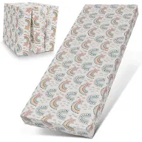 ELONEO Opvouwbaar Matras - 3-Delig Vouwmatras, Extra Dik 15 cm Schuim, Wasbaar en Draagbaar Logeermatras voor Volwassenen, Eenpersoonsbed (Regenboog, 75 x 195 x 15 cm)
