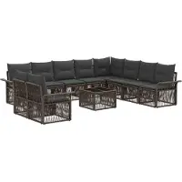 vidaXL Tuinbank Set 11 st Grijs poly rattan
