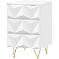 EUGAD Nachtkastje met 3 Lades – 40x40x62,5 cm – Wit met Goud – Modern 3D Design