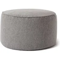 DS Produkte Zitzak poef | Compacte zitzak met 3-in-1-functie: comfortabele poef, handig tafeltje en stijlvolle voetenbank voor binnen en buiten | Met flexibele EPS-vulling | Ø 25 x 45 cm - Lichtgrijs