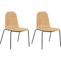 Beliani ROXTON - Eetkamerstoel set van 2 - Naturel - Rotan