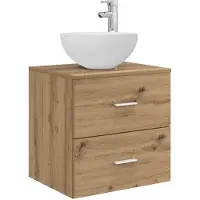 Syfax Wandgemonteerde wastafelmeubel Artisanaal eiken