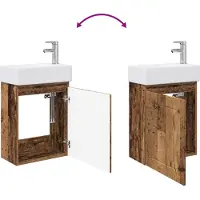 vidaXL Badkamerkast onder wastafel met kraan, vintage houtlook