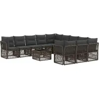 vidaXL Tuinbank Set 12 st Grijs poly rattan