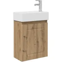vidaXL Badkamerkast onder wastafel met kraan, Artisan-eikenhout