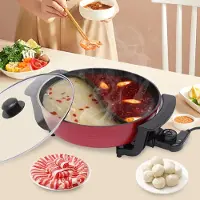 Aura Hotpot Pan - Hotpot Electrisch - Chinese Fondue - Multifunctionele Pan - 6L - Rood - 42cm x 17cm x 9cm