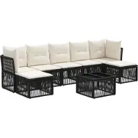 vidaXL Tuinbank Set 8 st Zwart poly rattan