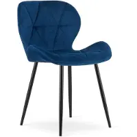 Leobert Eetkamerstoel MANGO – Donkerblauw fluweel – Zwarte Metalen poten – Modern design