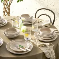Karaca Abby 24-Delige Stoneware Serviesset – 6 Personen – Crème – Modern & Elegant Design