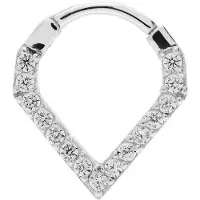 Lucardi - Dames Stalen helixpiercing met zirkonia - Piercing - Staal - Zilverkleurig
