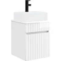 vidaXL Wandgemaakte spoelbak wastafel Hoogglans Wit 39 x 41 x 62,5 cm