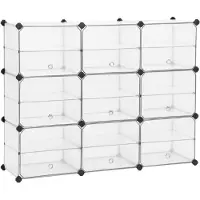 Songmics Block Rack With Door Schoenenrek Plastic Plankensysteem Met Scheidingswanden Rubber Hamer Inclusief Voor Kleedkamer Woonkamer Slaapkamer Wit