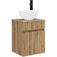 vidaXL Wandgemonteerde wastafelmeubel Artisanaal eiken