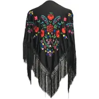 La Señorita - Spaanse manton - omslagdoek – zwart gekleurd Large Feria