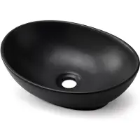 Akord Ovale Wastafel OVALIS 41 cm / Keramische Opbouwwastafel / Mat Zwart