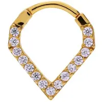 Lucardi - Dames Stalen goldplated helixpiercing met zirkonia - Piercing - Staal - Goudkleurig
