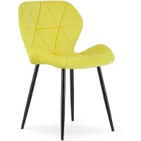 Hobby Hall Eetkamerstoel MANGO – Geel fluweel – Zwarte Metalen poten – Modern design